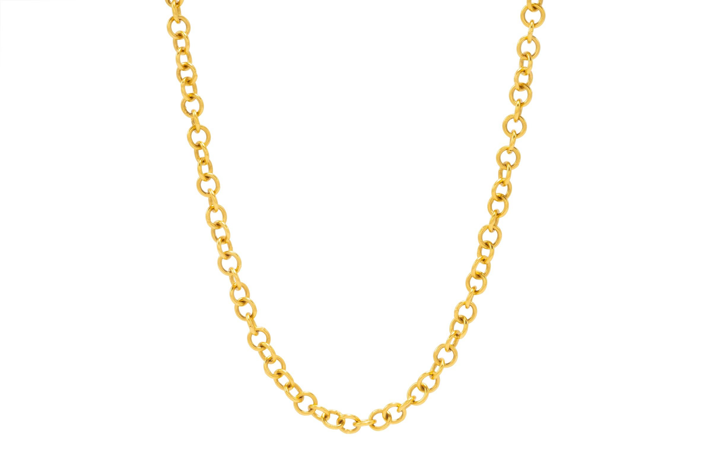 Artisan Chaîne collier à chaîne épaisse en or 20 carats faite à la main de 16 pouces en vente