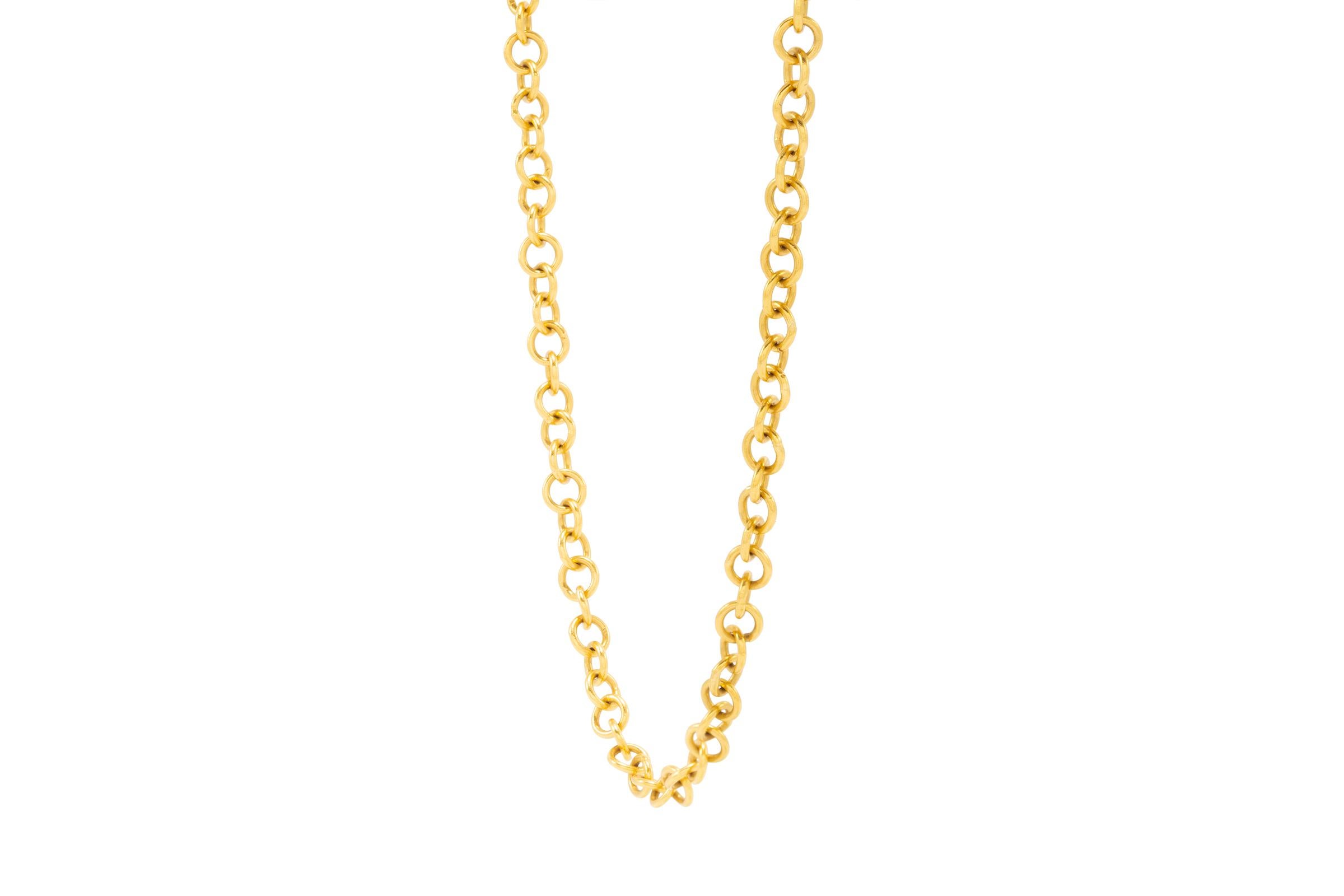 Chaîne collier à chaîne épaisse en or 20 carats faite à la main de 16 pouces Pour femmes en vente