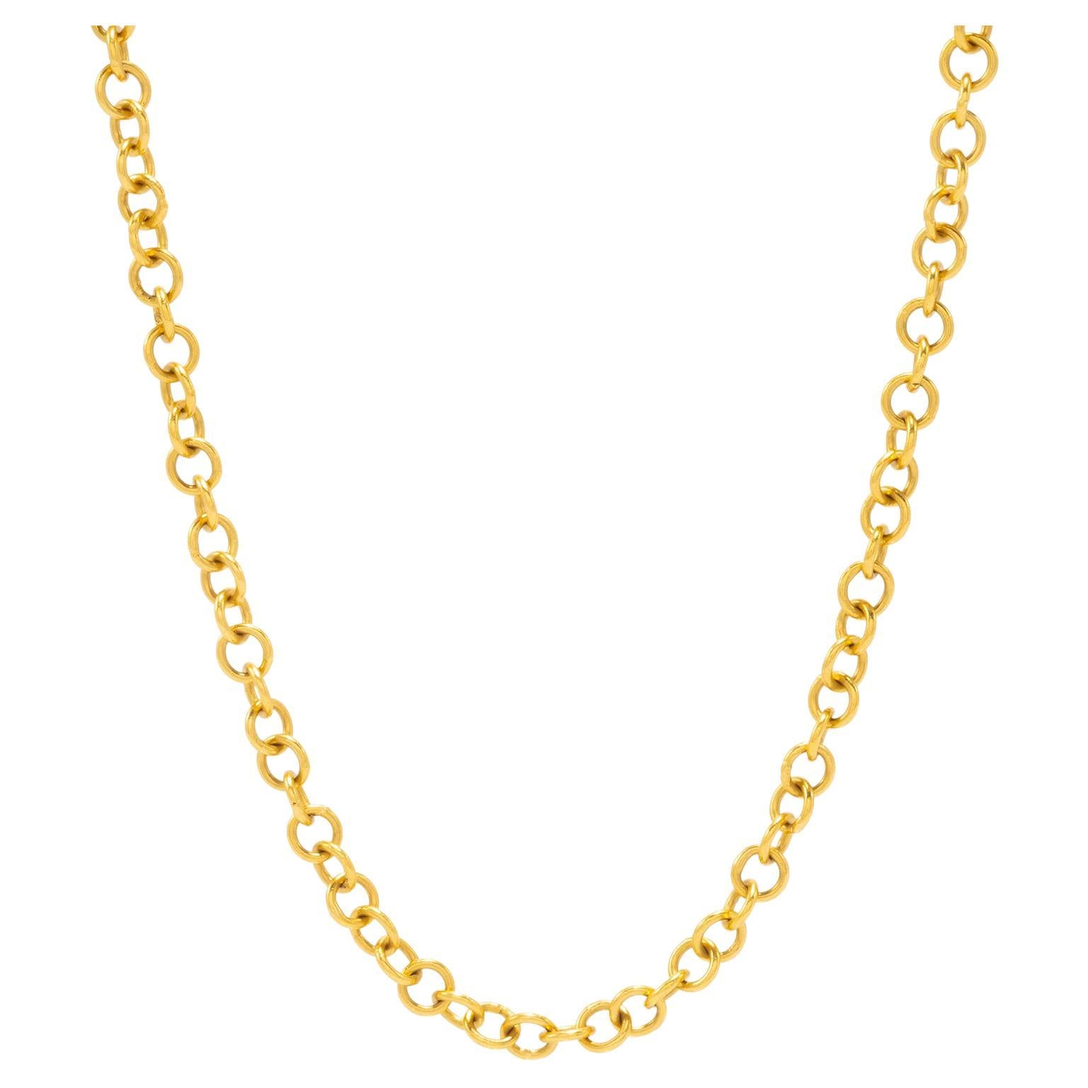 Chaîne collier à chaîne épaisse en or 20 carats faite à la main de 16 pouces en vente