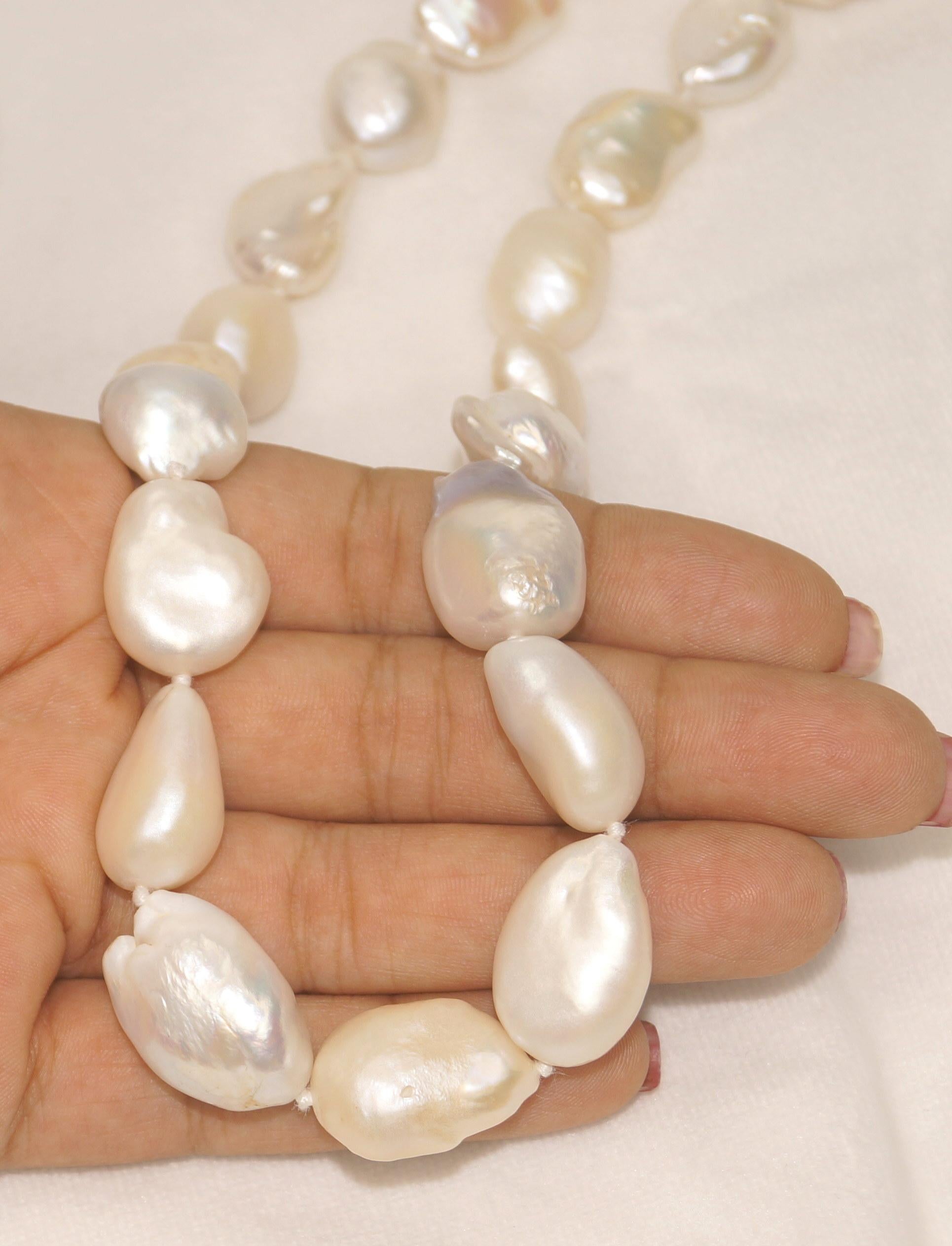 16-23 mm glänzende Barockperle 14k Gold Halskette Hochzeit Weiße Perle Halskette im Zustand „Neu“ im Angebot in Delhi, DL