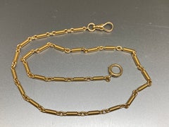 16 3/8" Antiguo 14k Rosy Yellow Gold Pocket Watch Fob Cadena Collar Pulsera