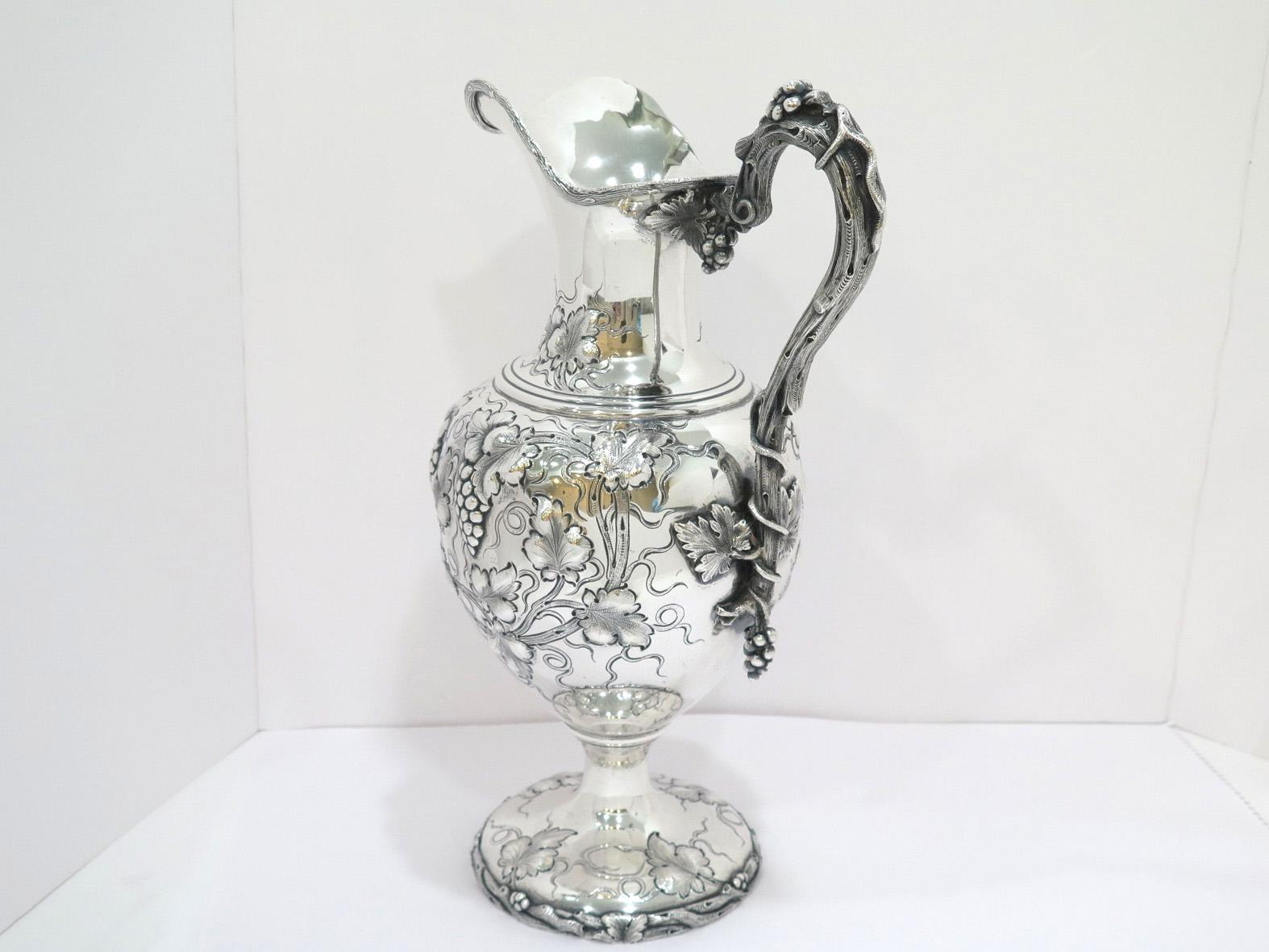 Sterling Silver William Kendrick Antique Grapevine-Decorated Ewer 2