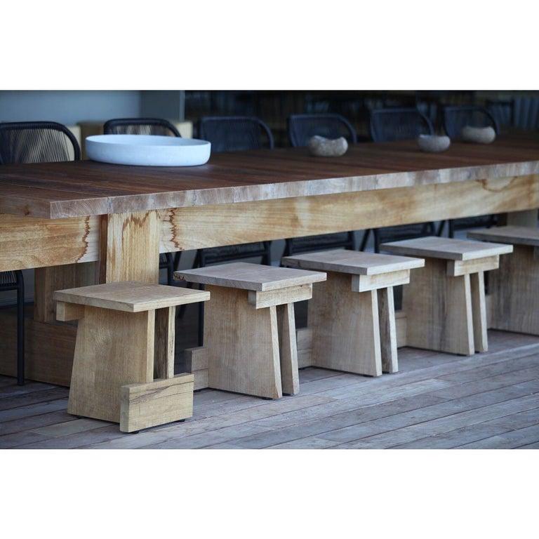 Bois de feuillus Table de salle à manger en bois brutaliste d'intérieur/extérieur de 16'-5