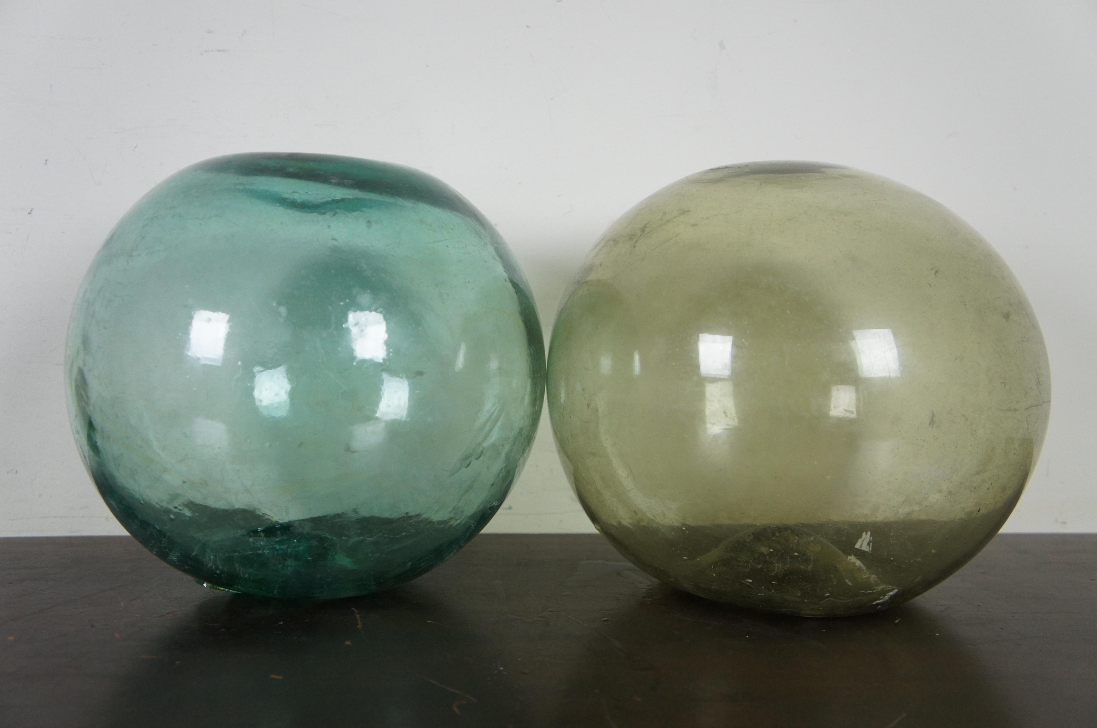 Rustic 16 Antique Japanese Hand Blown Glass Fishing Floats Nautical Buoy Marker