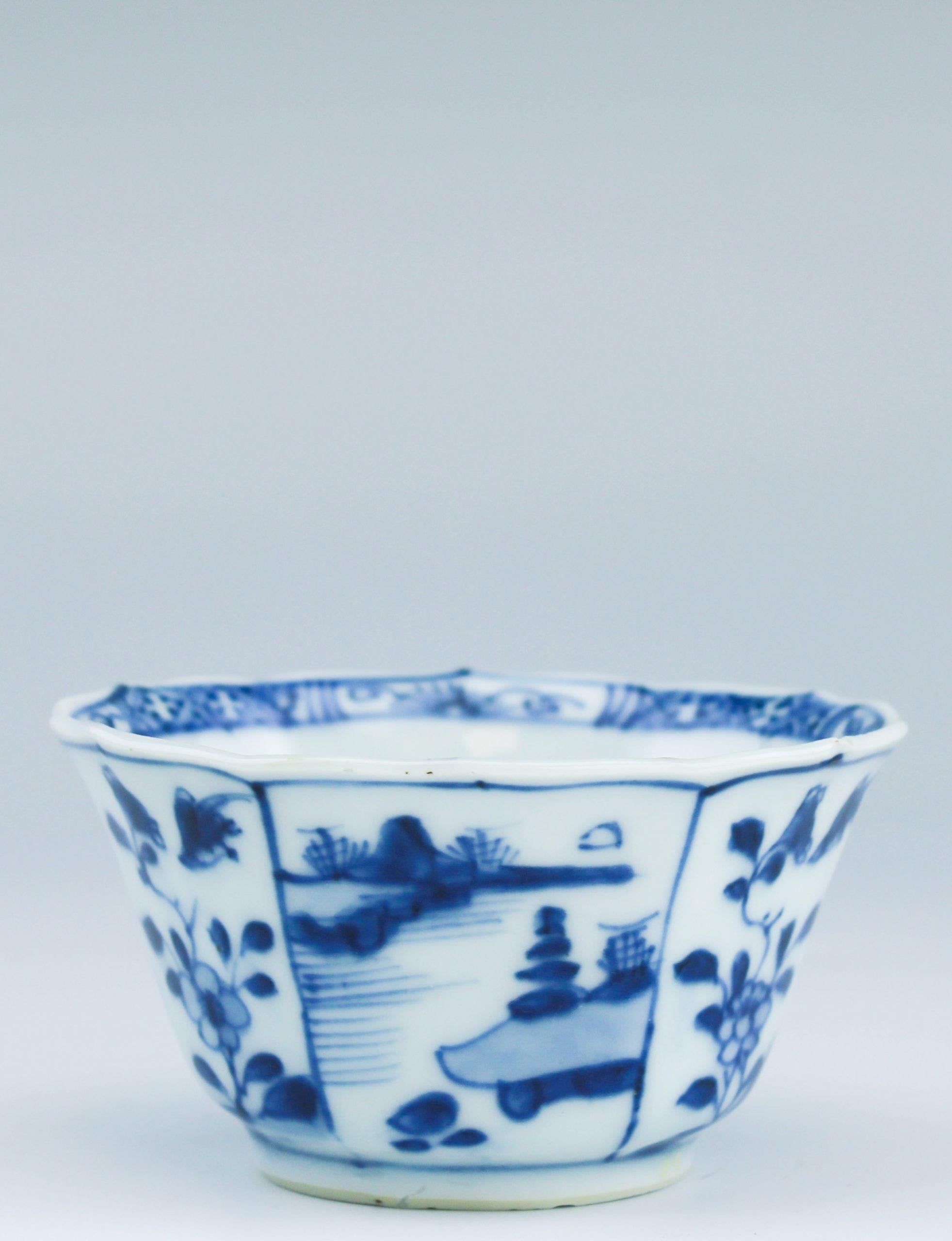 #16 Antiguo Periodo Kangxi Porcelana China Pescadores Taza de Té Platillo en venta 5