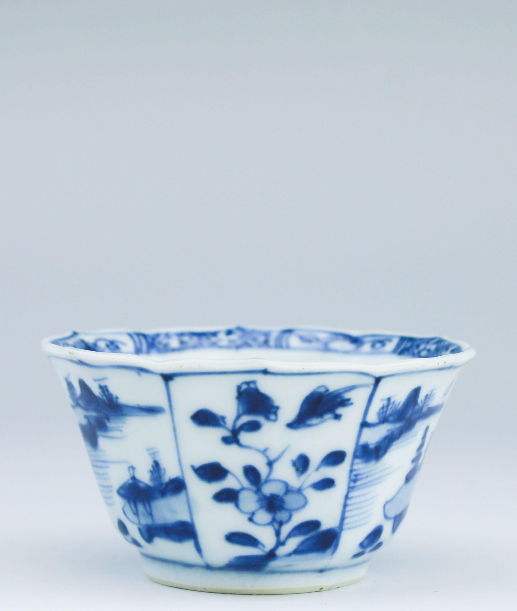 #16 Antiguo Periodo Kangxi Porcelana China Pescadores Taza de Té Platillo en venta 8