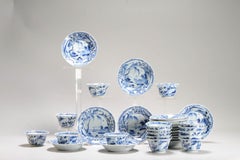 #16 Antique Kangxi Period Chinese Porcelain Fishermen Teaset Cup Saucer