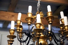 16 Arm Italian Wood Gold Gilt Chandelier