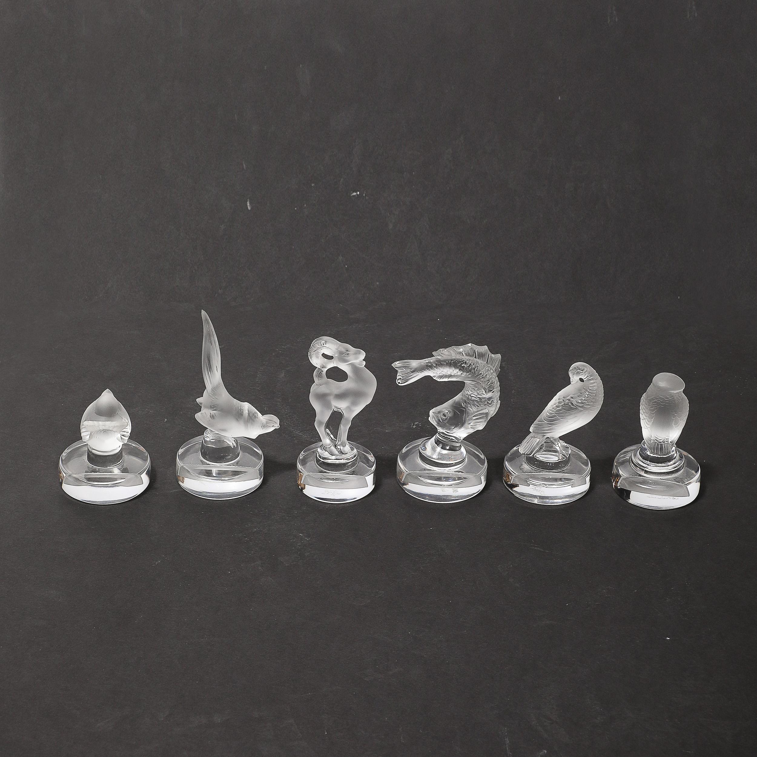 16 Porte-cartes en verre dépoli Art Déco Sculptural Fauna Signé Lalique en vente 8