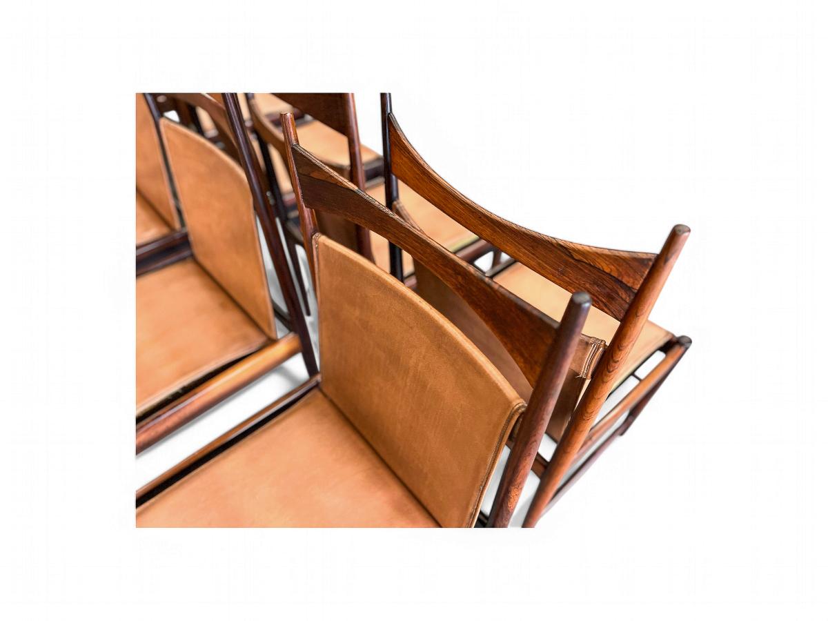 Leather 16 Brazilian Modern “Cantu Alta” Dining Chairs by Sergio Rodrigues, 1960s For Sale