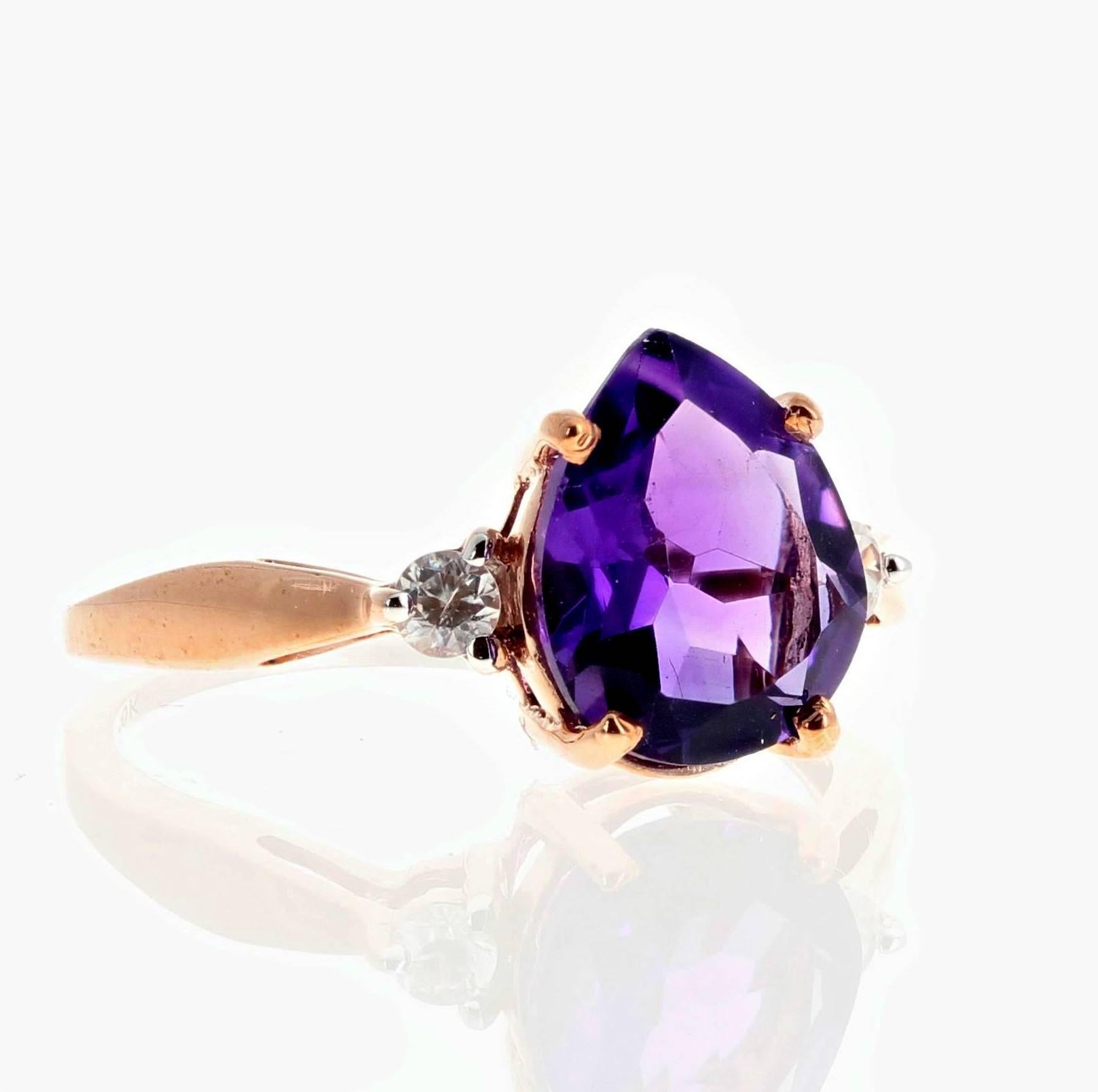 1.6 Carat Amethyst and Diamond Rose Gold Ring In New Condition In Raleigh, NC