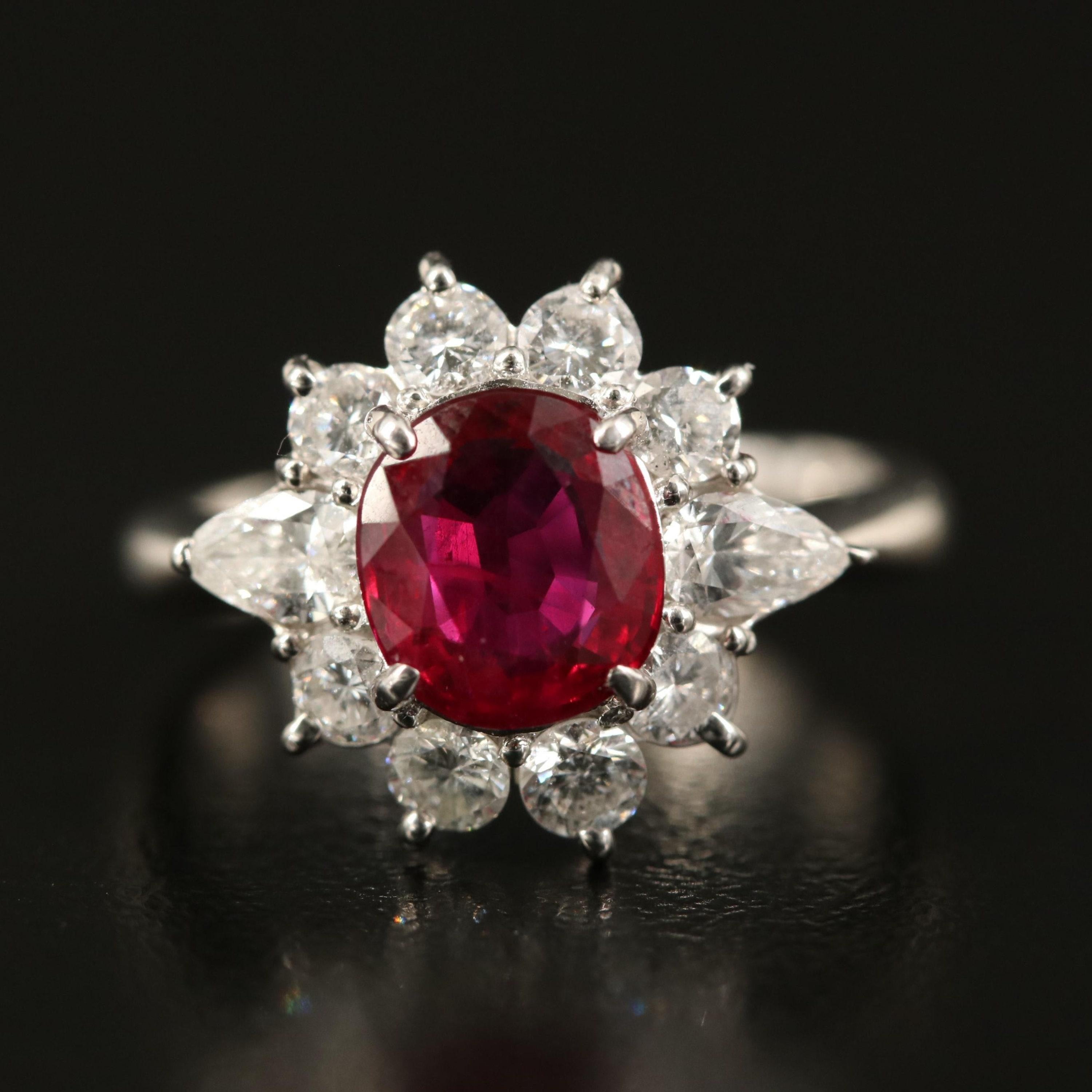 For Sale:  1.6 Carat Antique Floral Ruby Diamond Engagement Ring Gold Ruby Wedding Ring 3
