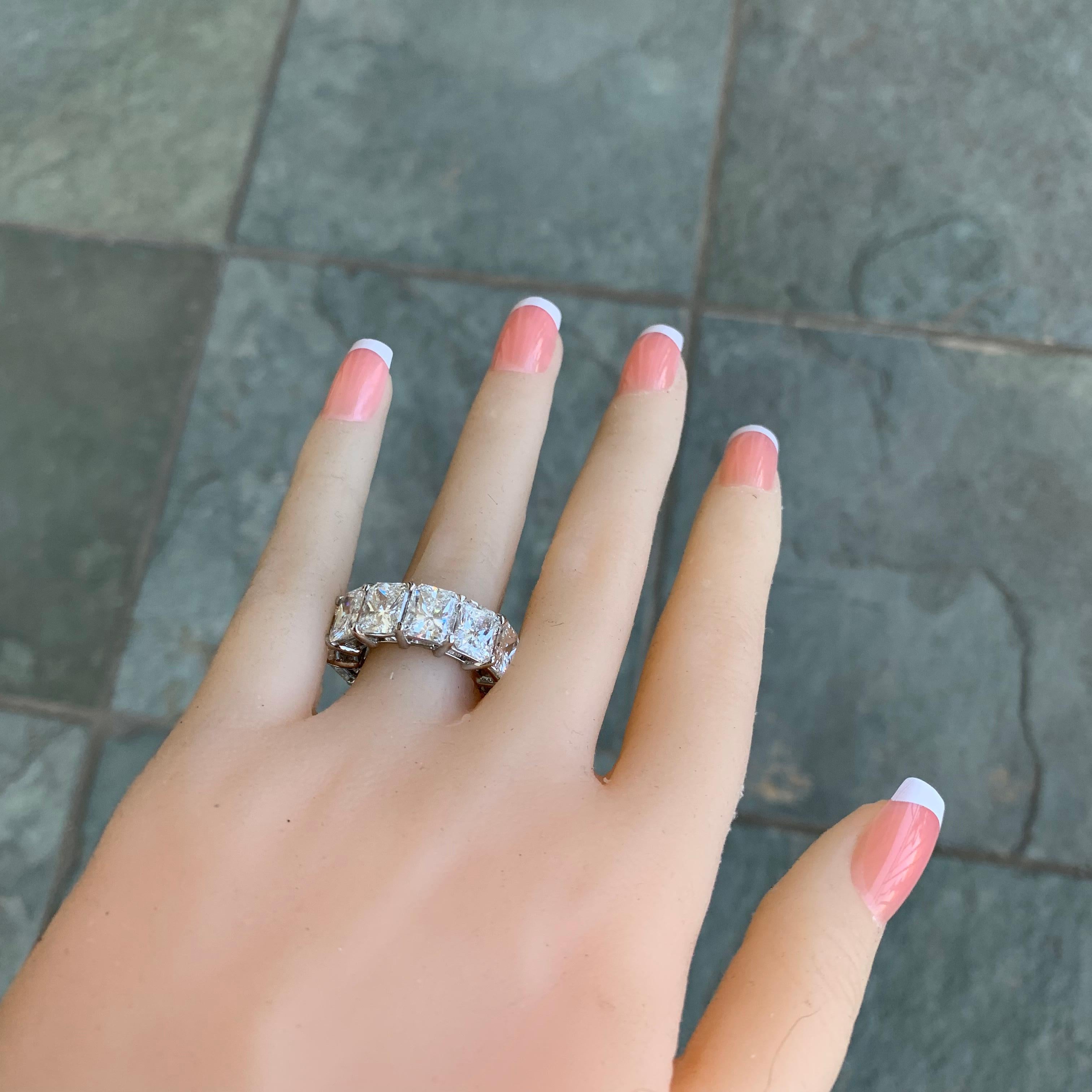 Modern 16 Carat Approximate, Radiant Diamond Eternity Ring/Wedding Band, Ben Dannie For Sale
