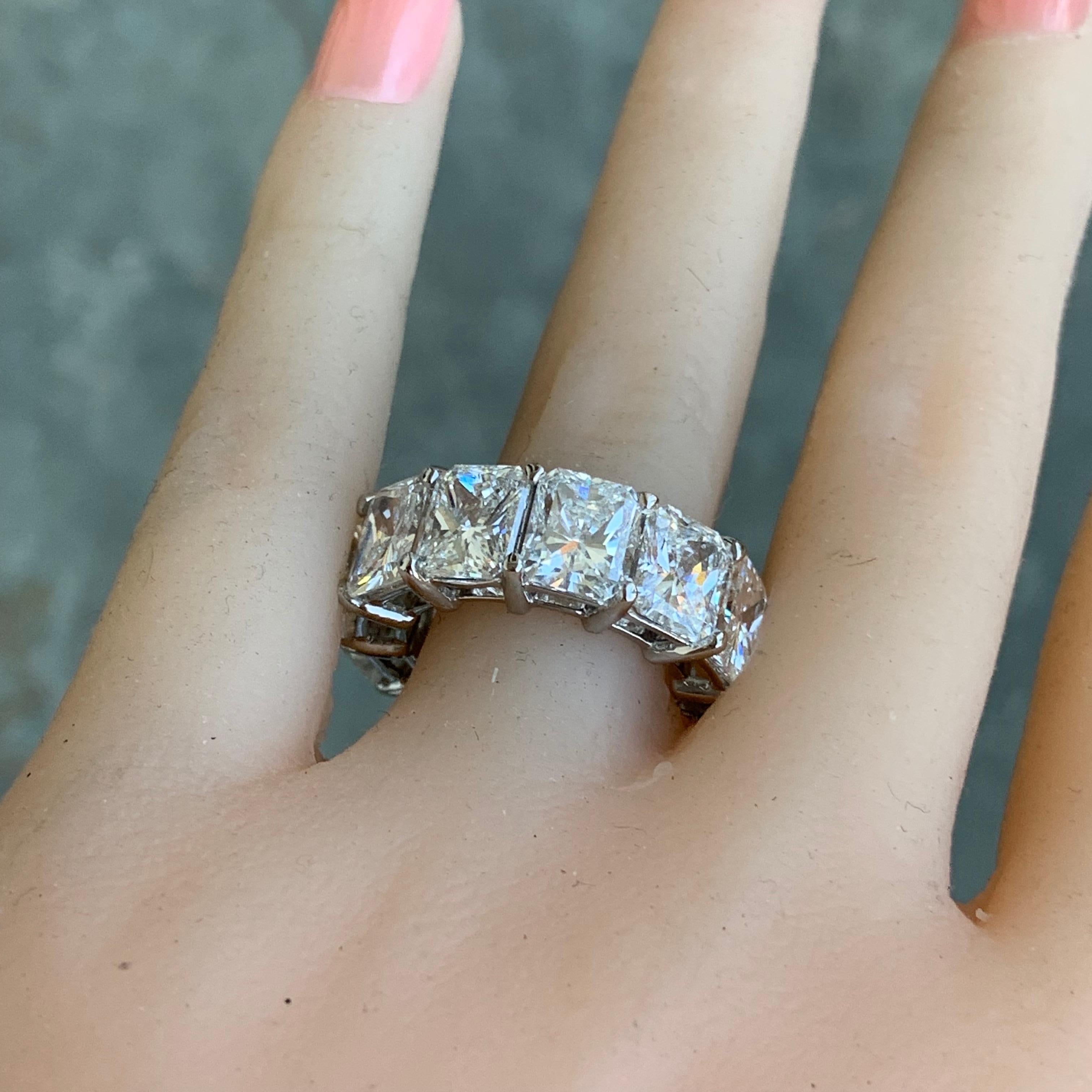 Radiant Cut 16 Carat Approximate, Radiant Diamond Eternity Ring/Wedding Band, Ben Dannie For Sale