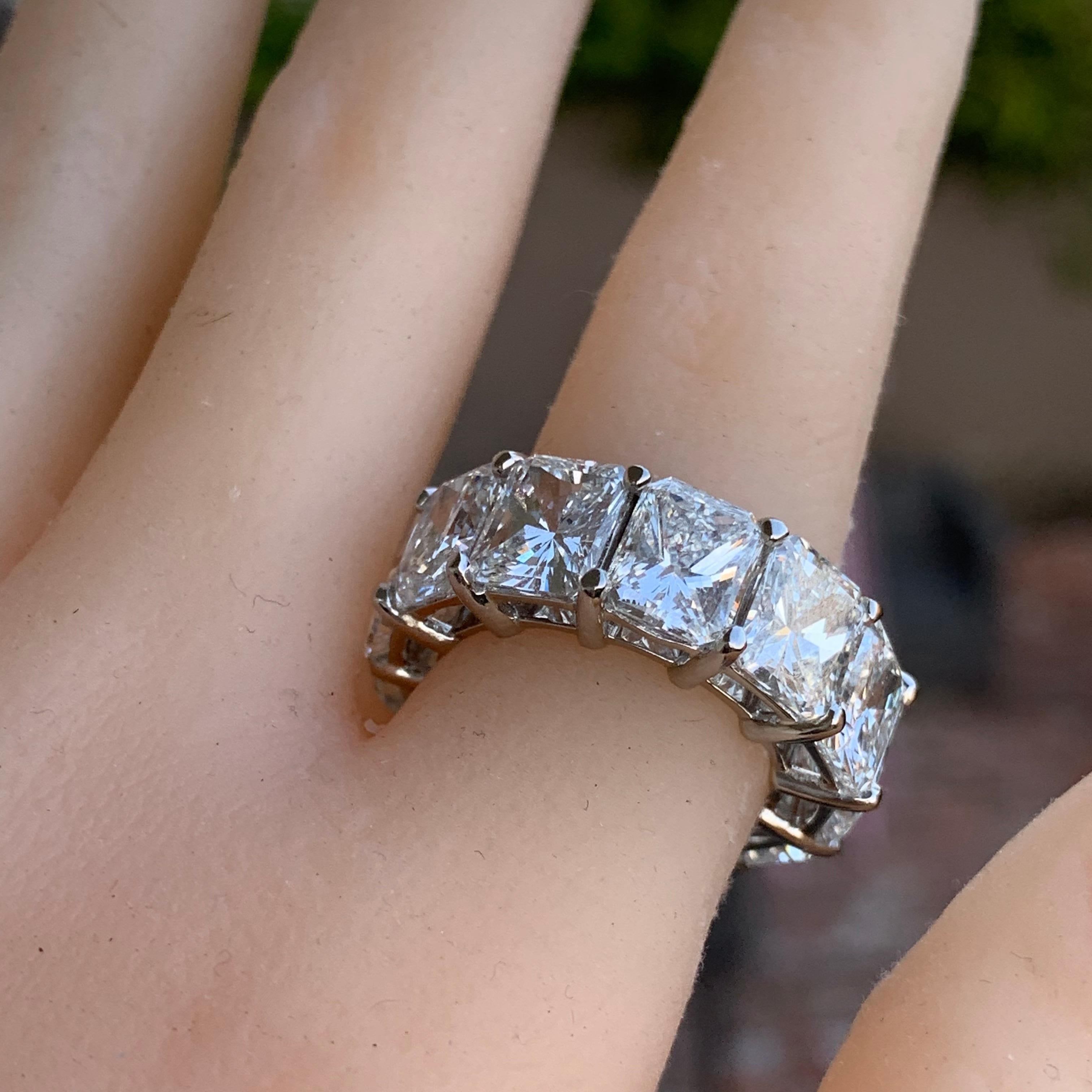 Women's 16 Carat Approximate, Radiant Diamond Eternity Ring/Wedding Band, Ben Dannie For Sale