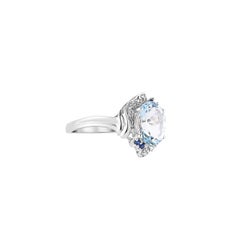 Sunita Nahata Aigue-marine 1.60ct. Bague de 14 carats avec saphir bleu et diamants.