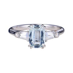 1.6 Carat Aquamarine Diamond Ring 14 Karat White Gold