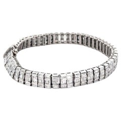 16 Carat Baguette Cut Diamond 18K White Gold Multi-Link Bracelet