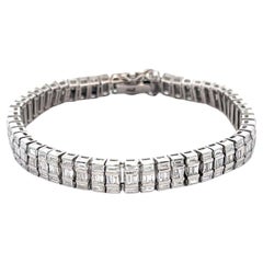 16 Carat Baguette Cut Diamond 18K White Gold Multi-Link Bracelet