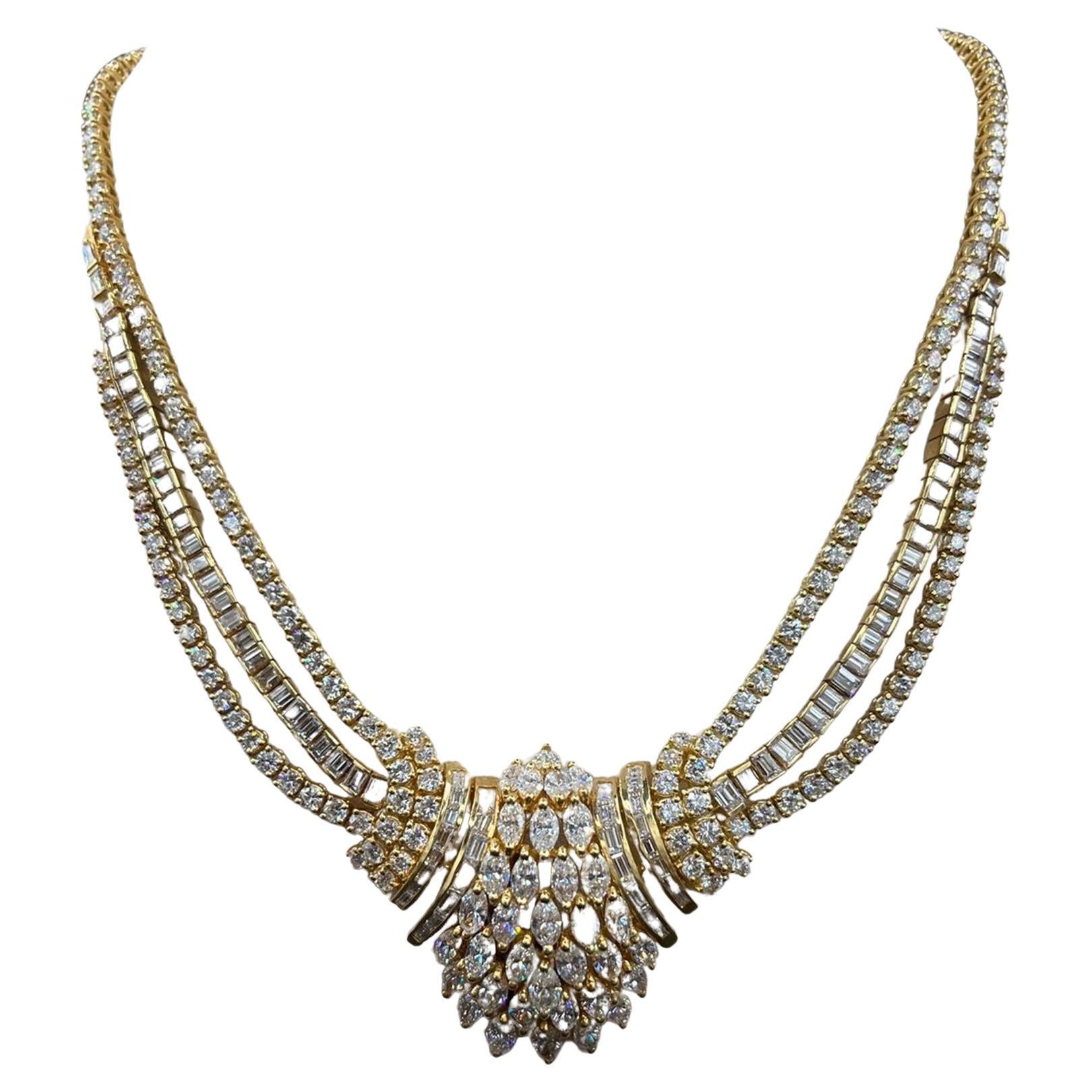 Modern 16 Carat Cocktail Diamonds Necklace, meticulously crafted For Sale