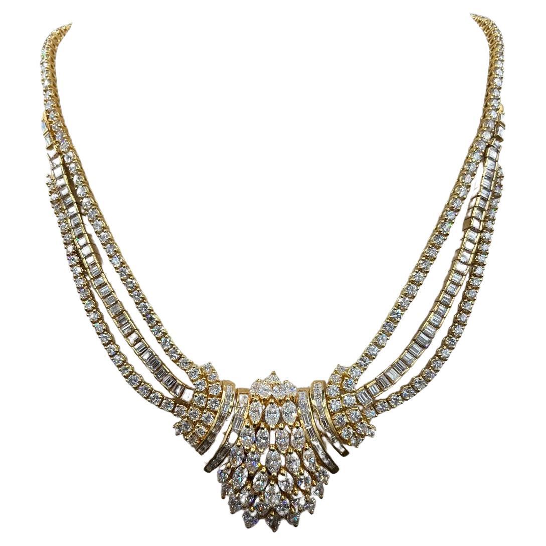 Round Cut 16 Carat Cocktail Diamonds Necklace, meticulously crafted For Sale