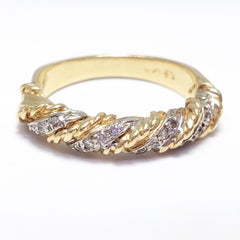 .16 Carat Diamond 14 Karat Gold and Platinum Stylized Twisted Ring Band, 1970