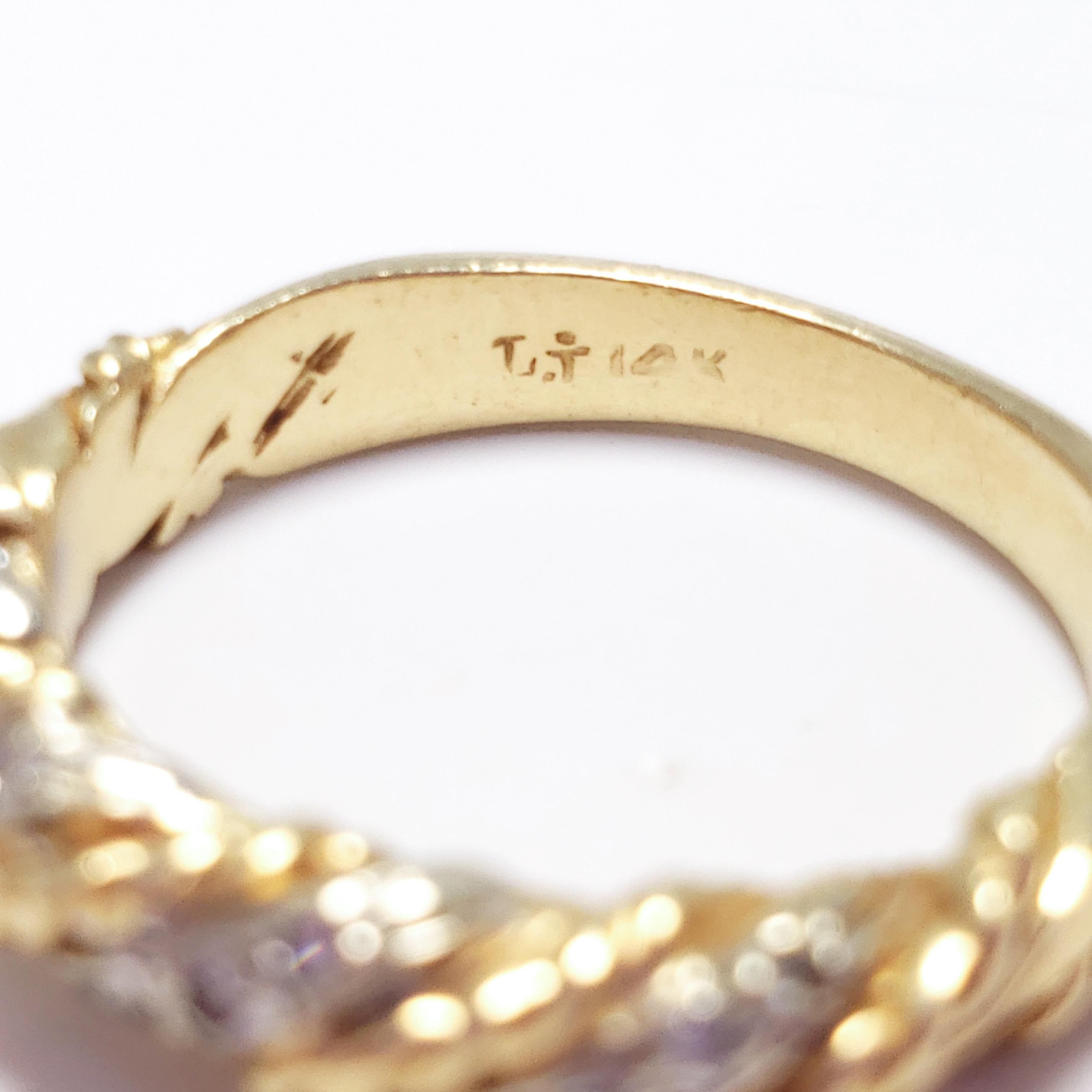 .16 Karat Diamant 14 Karat Gold und Platin Stilisierter gedrehter Ringband, 1970 Damen im Angebot