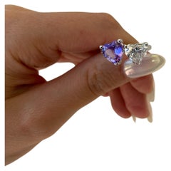 1.6 Carat Diamond and 1.72 Carat Sapphire Two Stone Ring