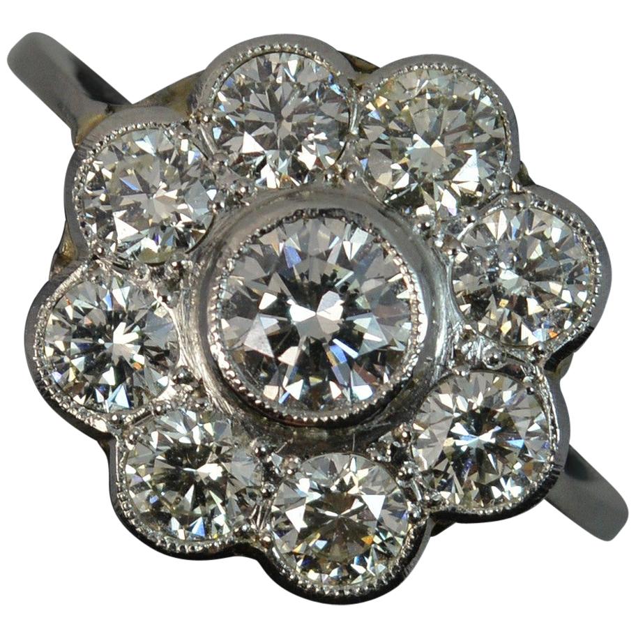 1.6 Carat Diamond and 18 Carat White Gold Daisy Cluster Ring