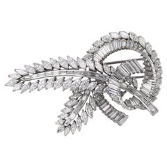16 Carat Diamond Baguette Marquise Floral Brooch Platinum 900 Vintage