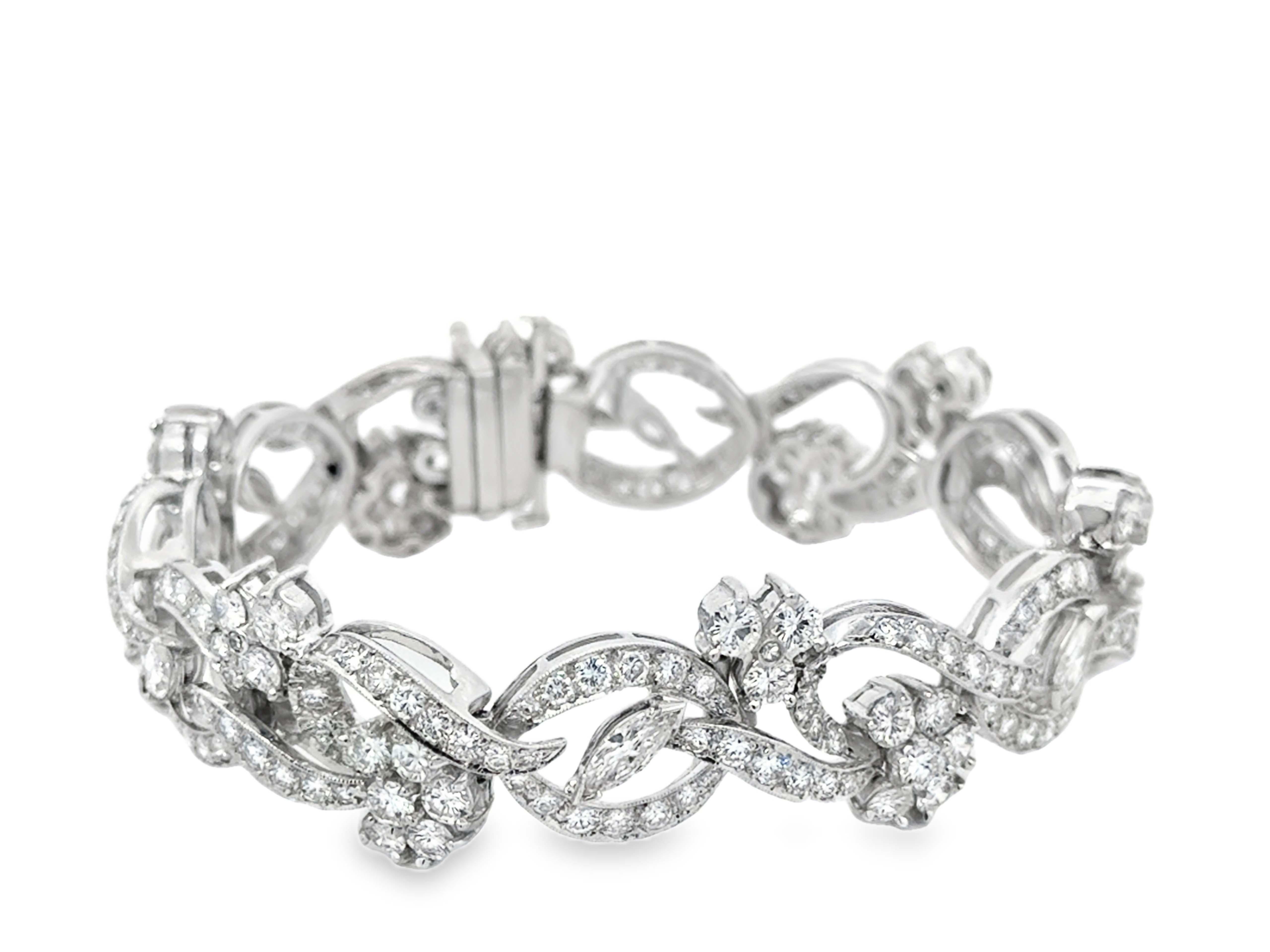 Pulsera de diamantes 16 quilates Platino Corte brillante en venta