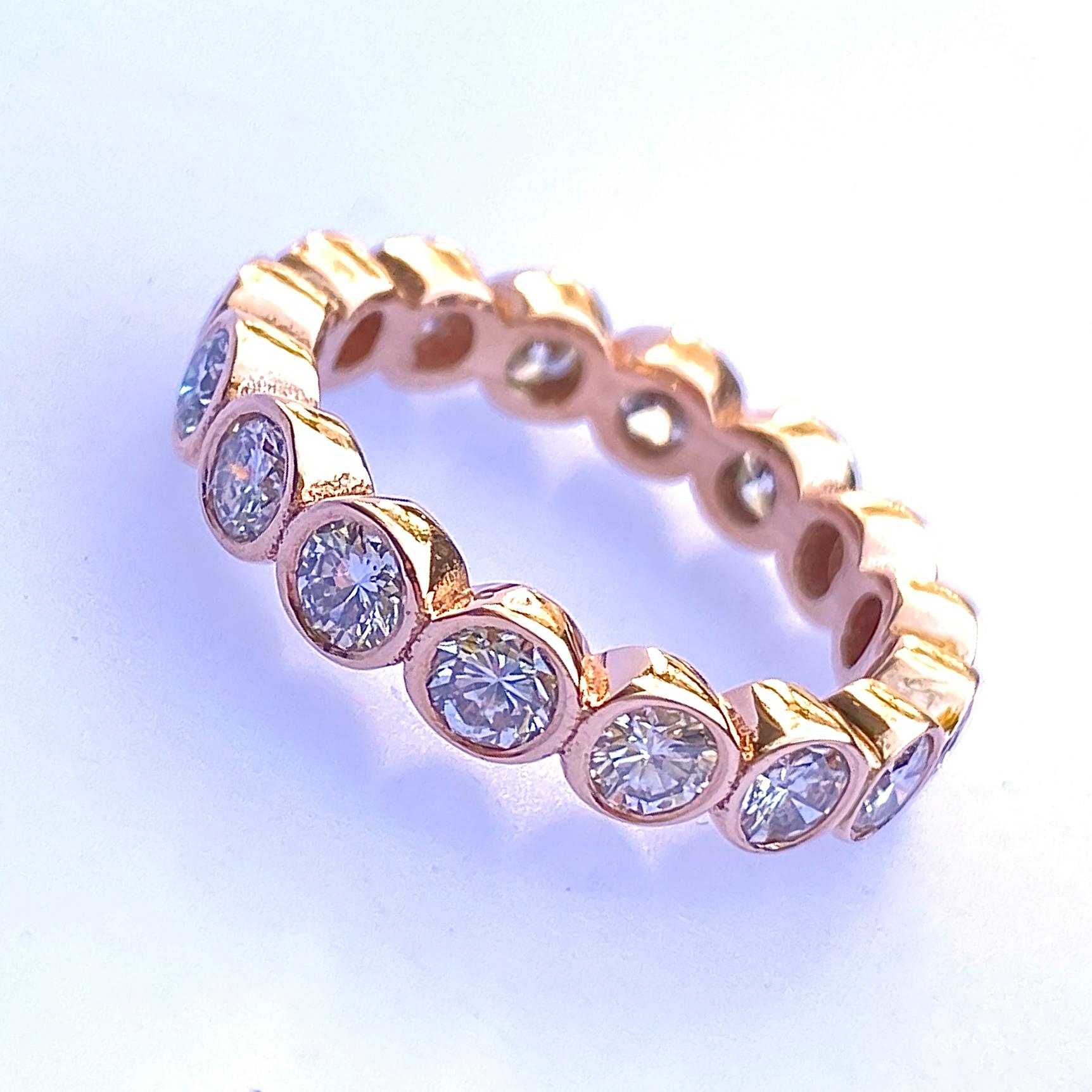 1.6 Carat Diamond Eternity Band with Open Bezels in Rose Gold For Sale 1