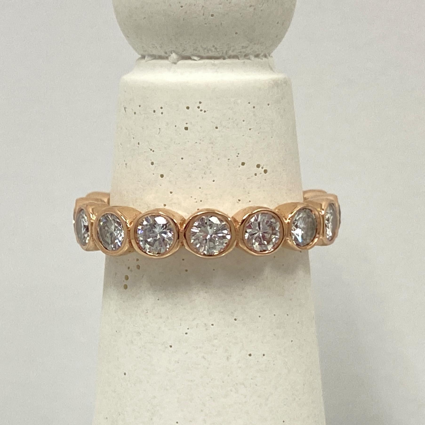 1.6 Carat Diamond Eternity Band with Open Bezels in Rose Gold For Sale 2