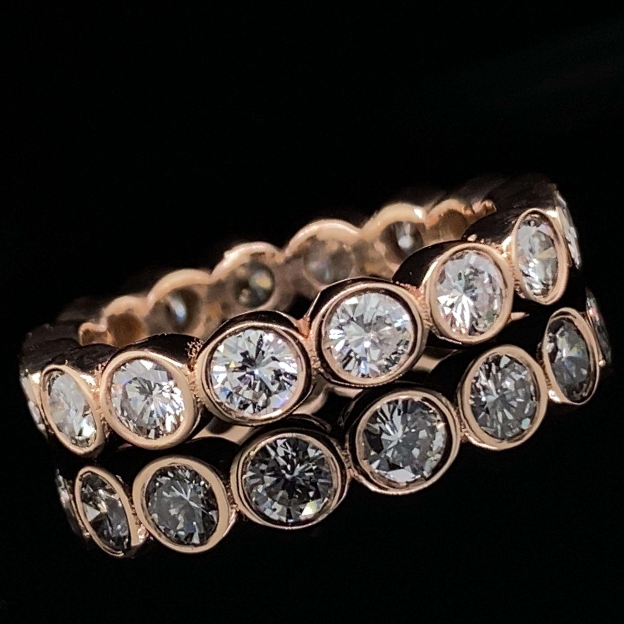 1.6 Carat Diamond Eternity Band with Open Bezels in Rose Gold For Sale 3