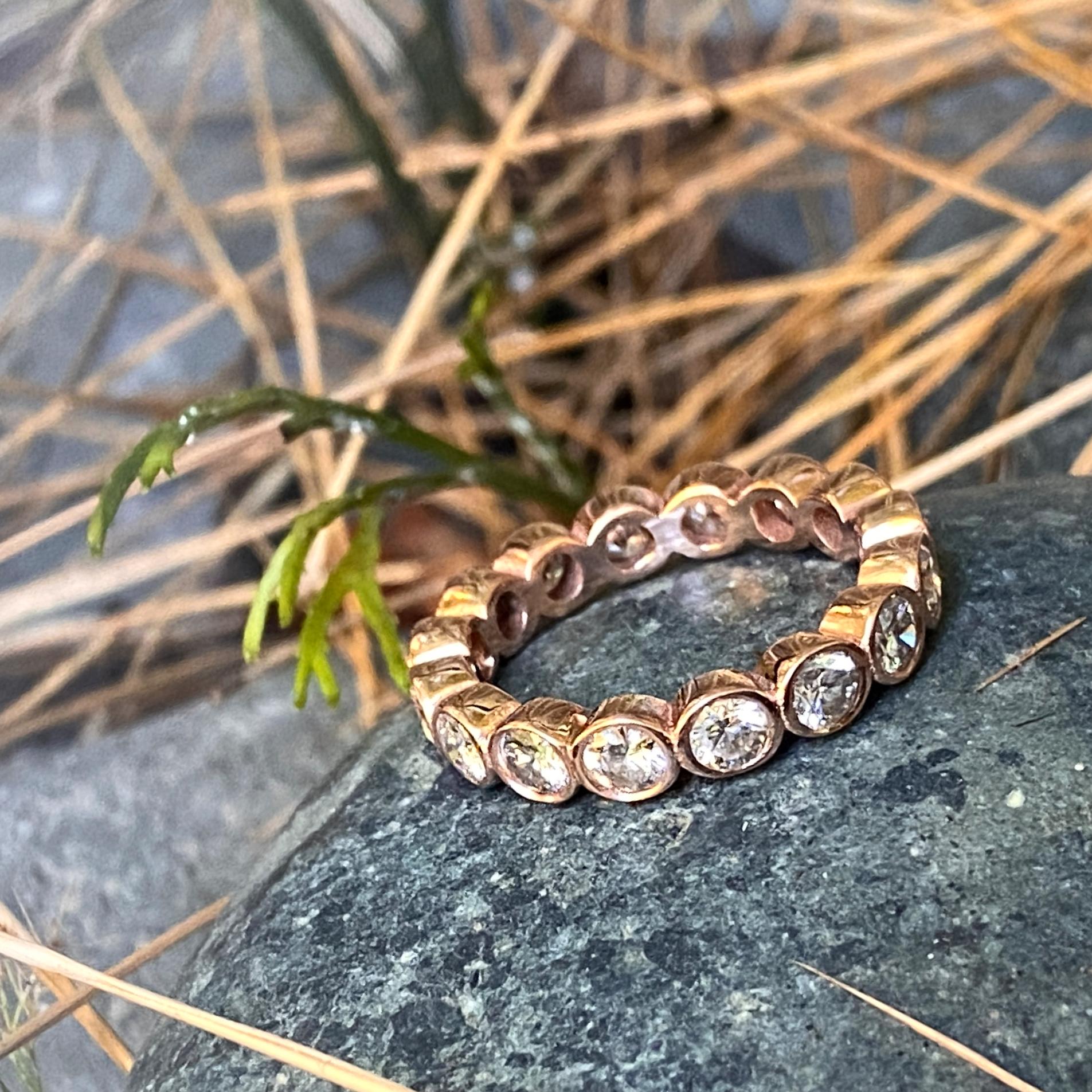 1.6 Carat Diamond Eternity Band with Open Bezels in Rose Gold In New Condition For Sale In Sherman Oaks, CA
