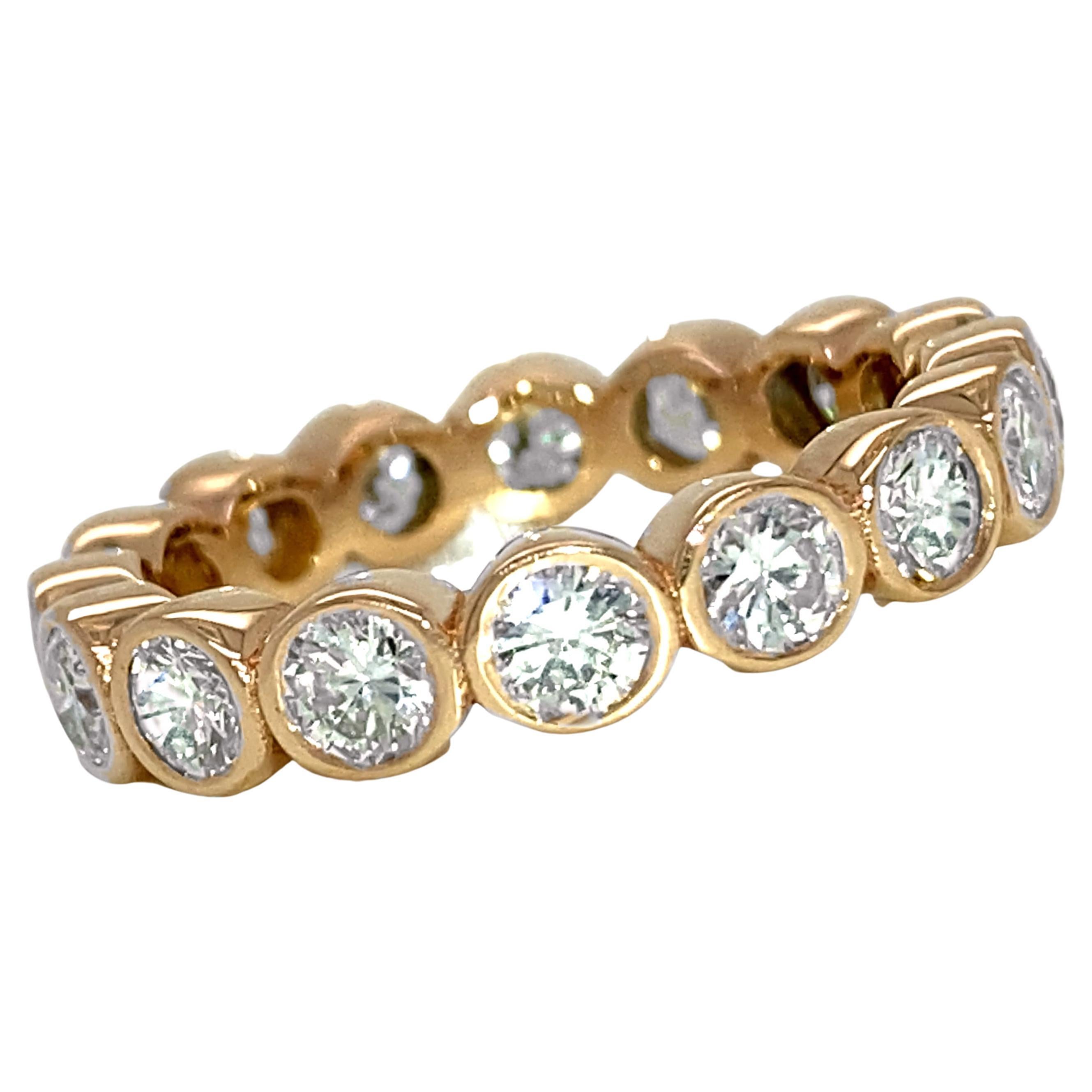 1.6 Carat Diamond Eternity Band with Open Bezels in Rose Gold For Sale