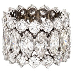 Vintage 16 Carat Diamond Eternity Ring 14 Karat Gold Wide Band Wedding Jewelry Certified