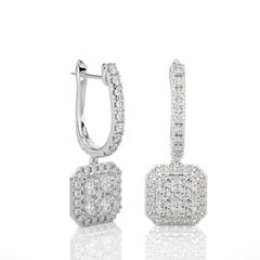 1.6 Carat Diamond Moonlight Cushion Cluster Earring in 14K White Gold