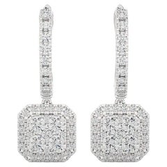 1.6 Carat Diamond Moonlight Cushion Cluster Earring in 14K White Gold