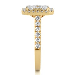 Anillo de oro amarillo de 14 quilates con diamantes en racimo Moonlight de 1,6 quilates