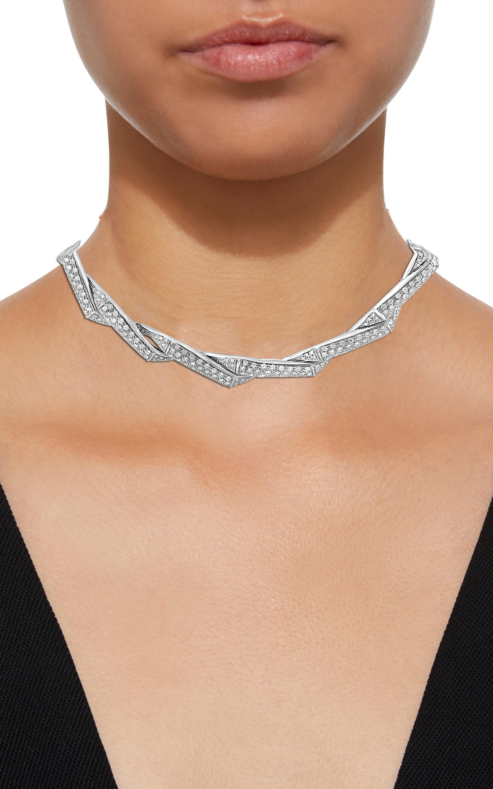 Salvini Estate Collier de créateur de mariage en or blanc 18 carats avec diamants de 16 carats Pour femmes en vente