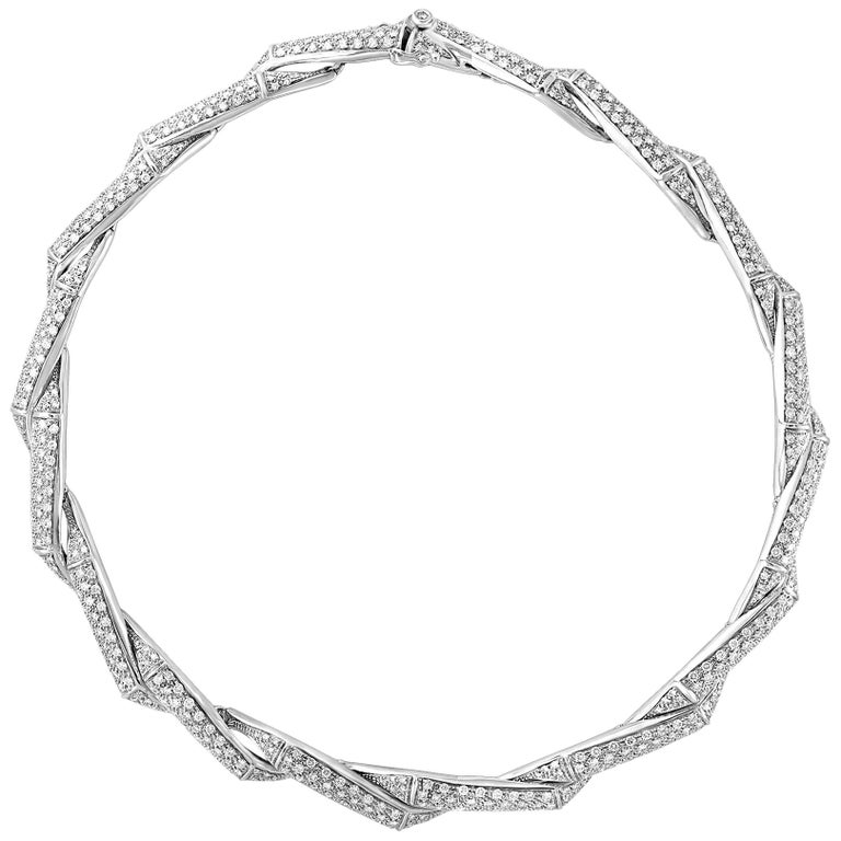 16 Carat Diamond Necklace 18 Kt White Gold Bridal Designer Salvini