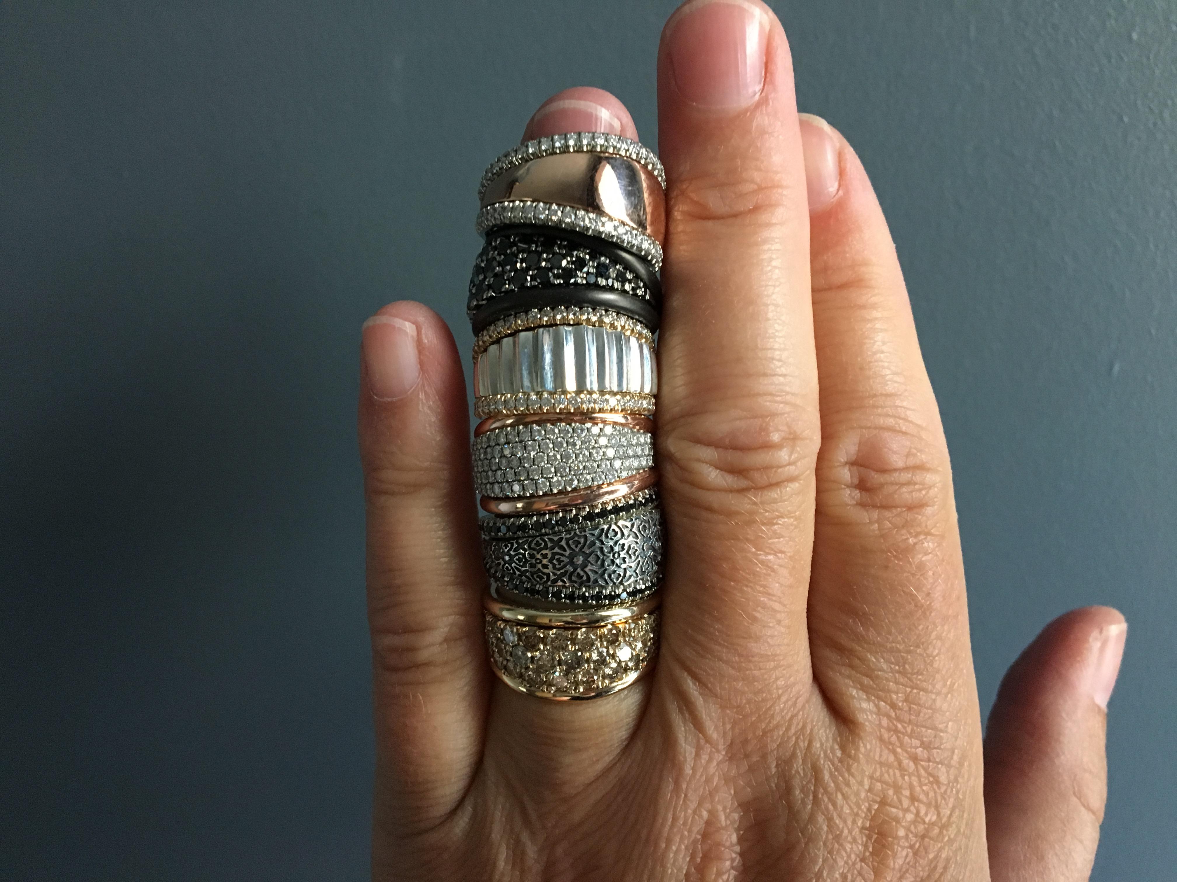 Women's 1.6 Carat Diamond Pavé White Gold Two Piece Interchangeable Ring For Sale