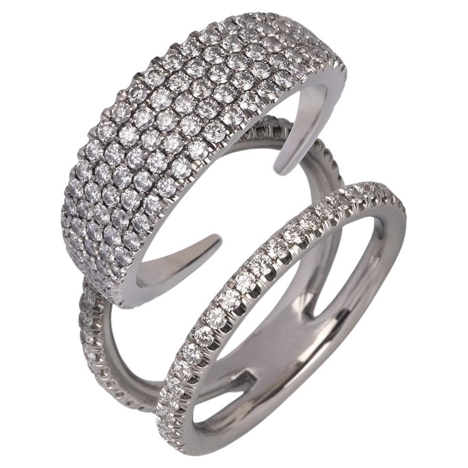 1.6 Carat Diamond Pavé White Gold Two Piece Interchangeable Ring For Sale