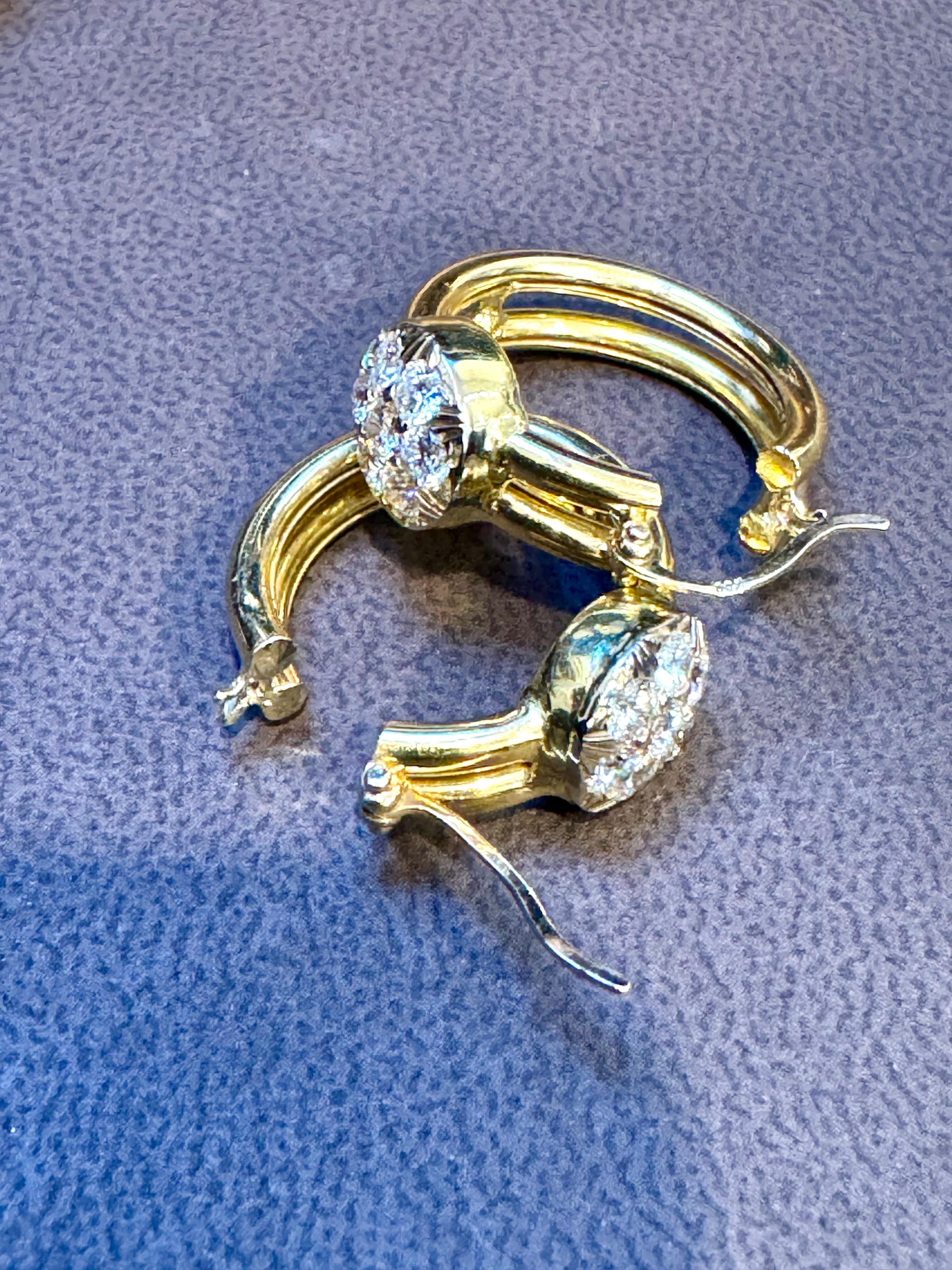 1.6 Carat Diamond VS Quality Hoop Earrings Women , 18 Karat Yellow Gold 8.8 Gm For Sale 7