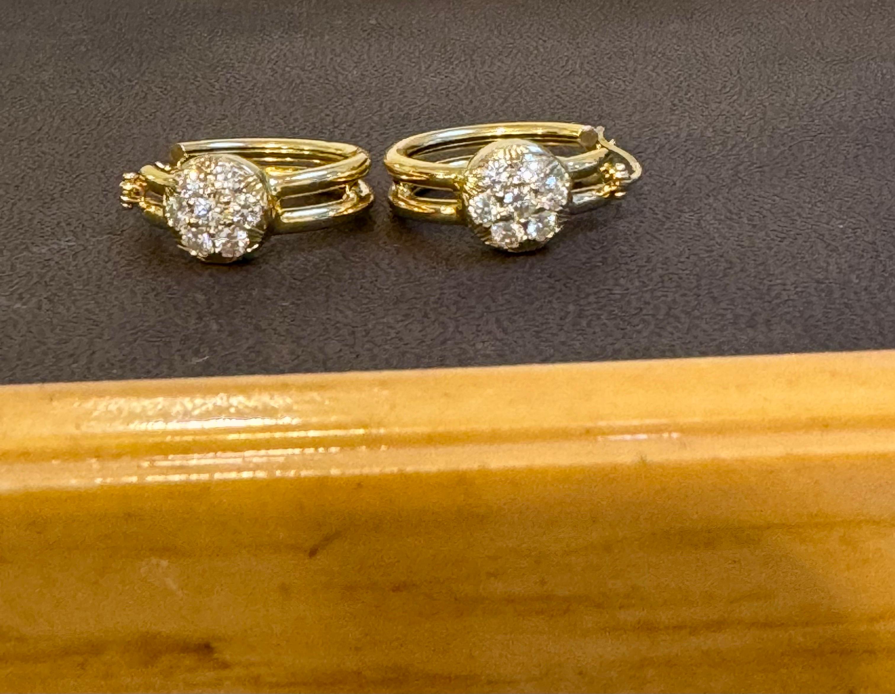 1.6 Carat Diamond VS Quality Hoop Earrings Women , 18 Karat Yellow Gold 8.8 Gm For Sale 8