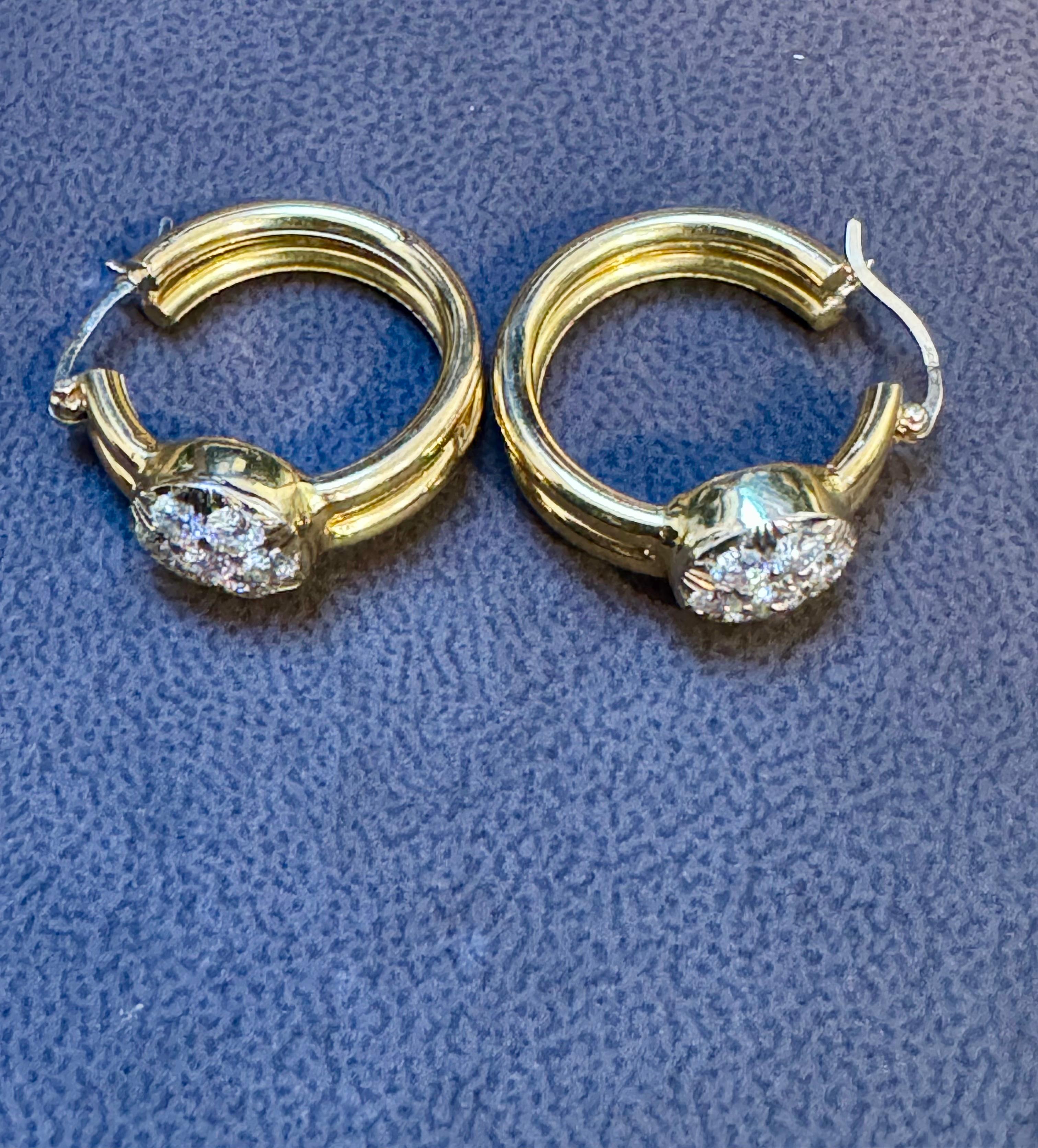 1.6 Carat Diamond VS Quality Hoop Earrings Women , 18 Karat Yellow Gold 8.8 Gm For Sale 9