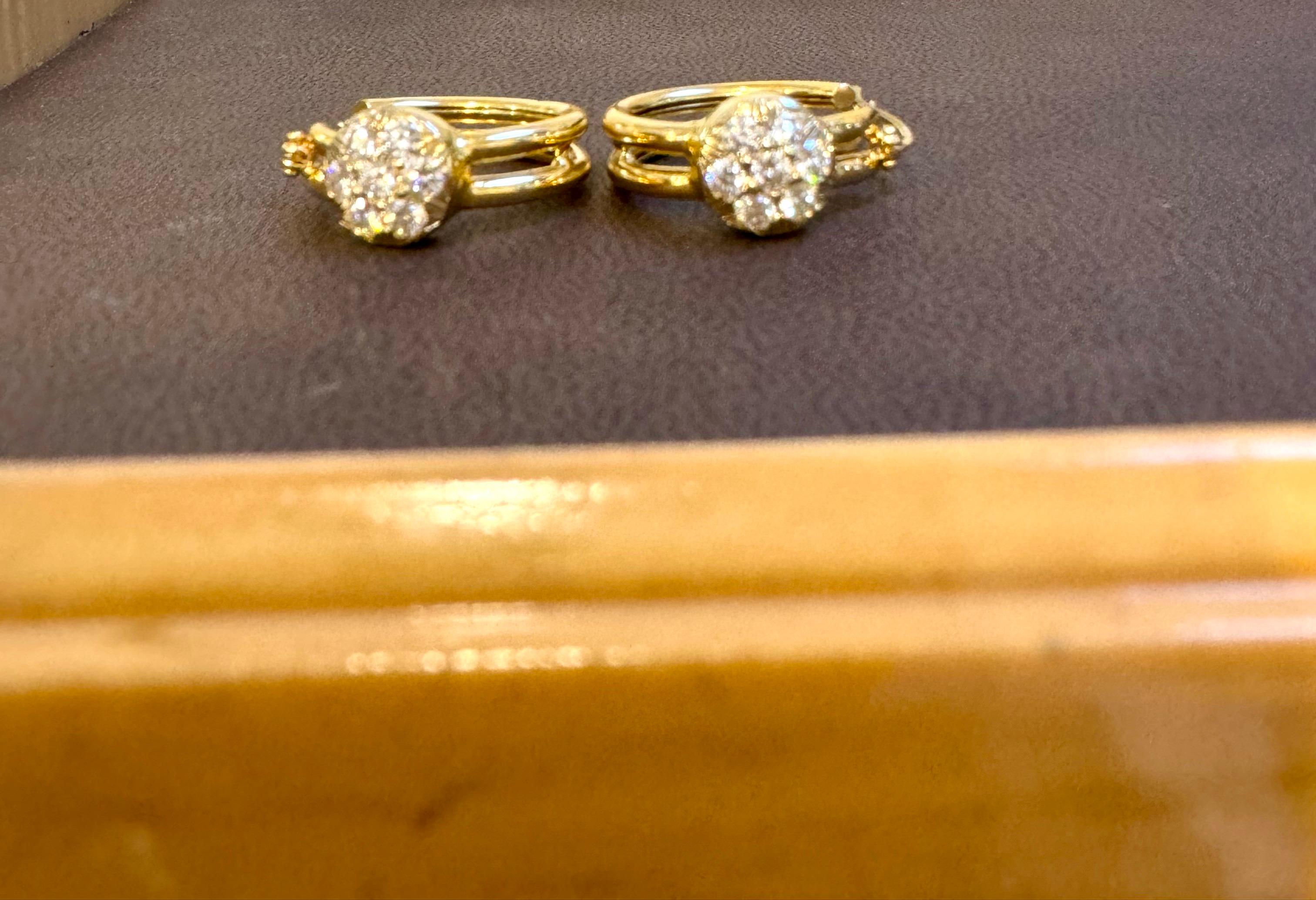 1.6 Carat Diamond VS Quality Hoop Earrings Women , 18 Karat Yellow Gold 8.8 Gm For Sale 4