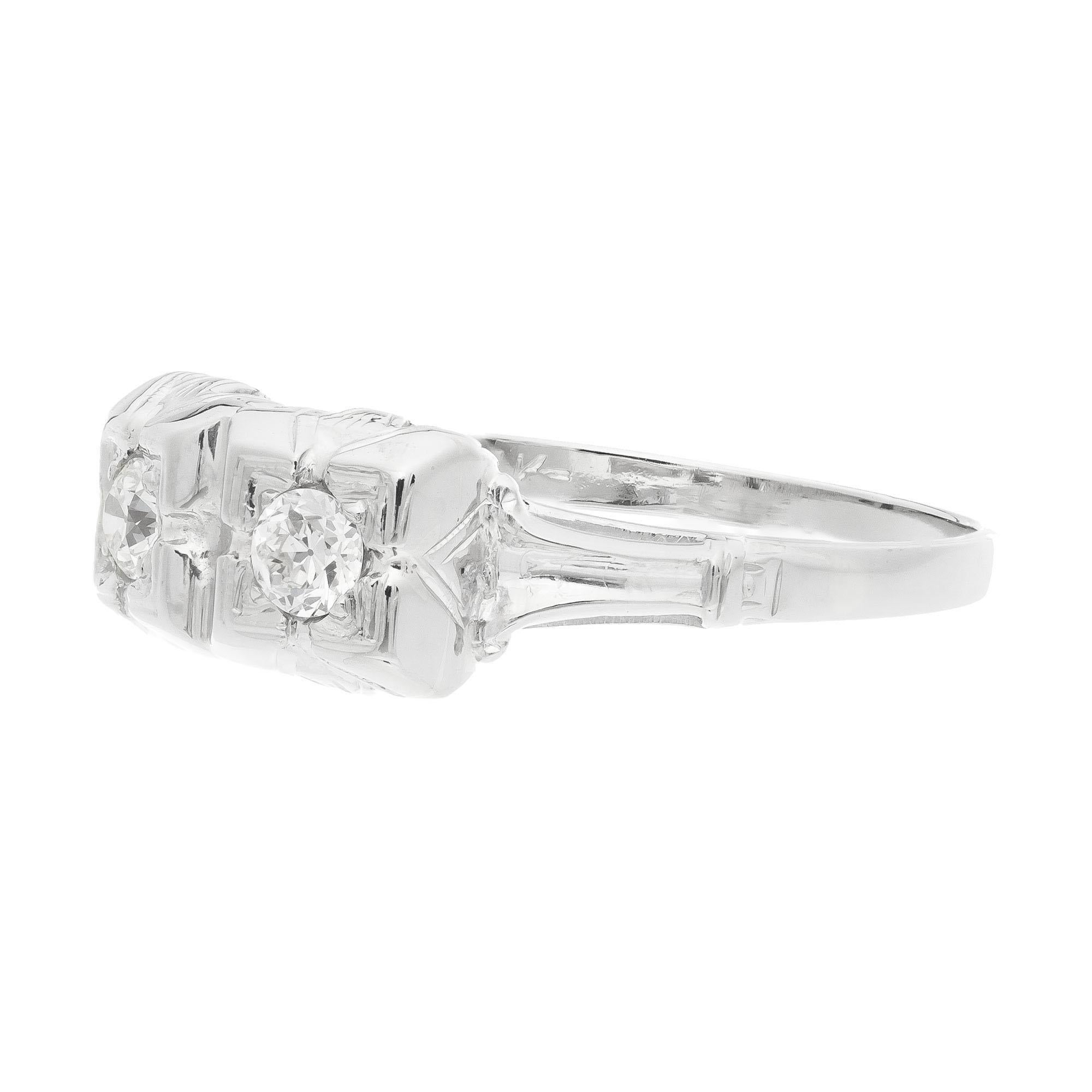 16 Karat Diamant-Verlobungsring aus Weißgold im Art déco-Stil (Alteuropäischer Schliff) im Angebot