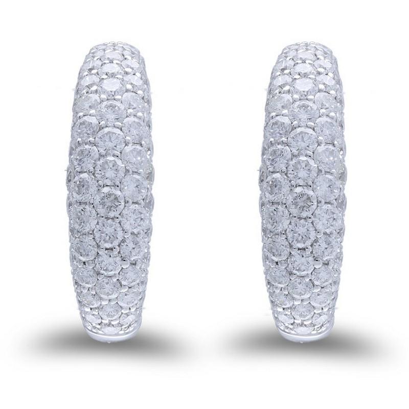 Modern 1.6 Carat Diamonds in 14K White Gold Hoops and Huggies Earrings For Sale